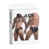 C4M Bl4Ck Slip Czarne Stringi z Klamrami S