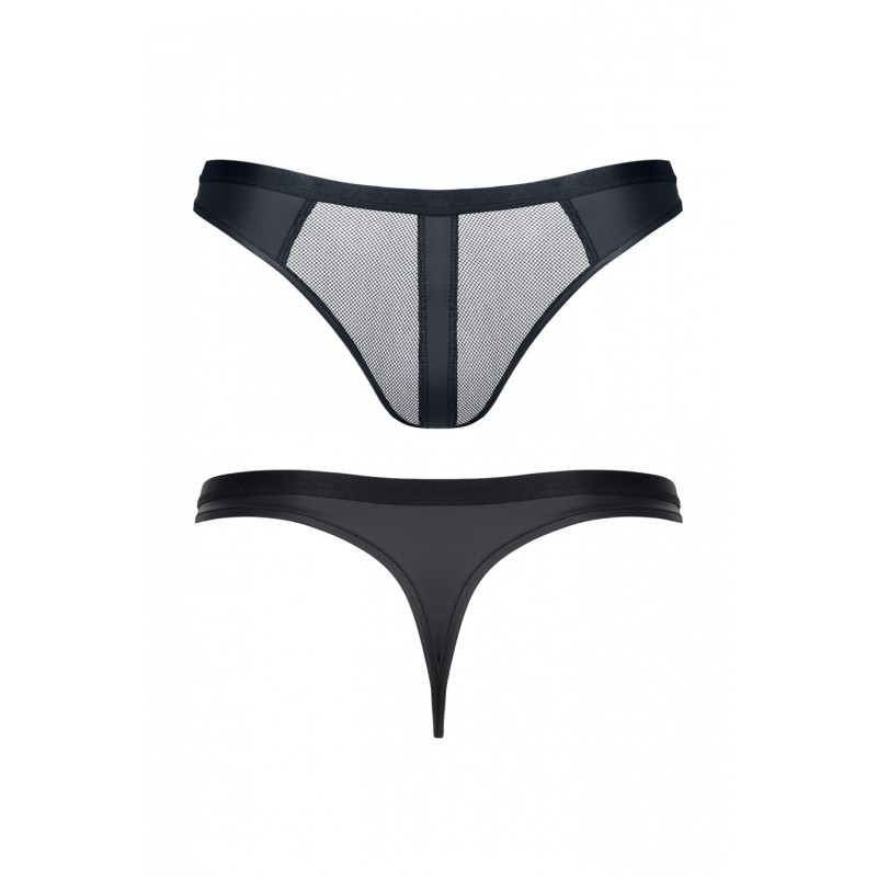 Wetlook String met Netstof Zwart S
