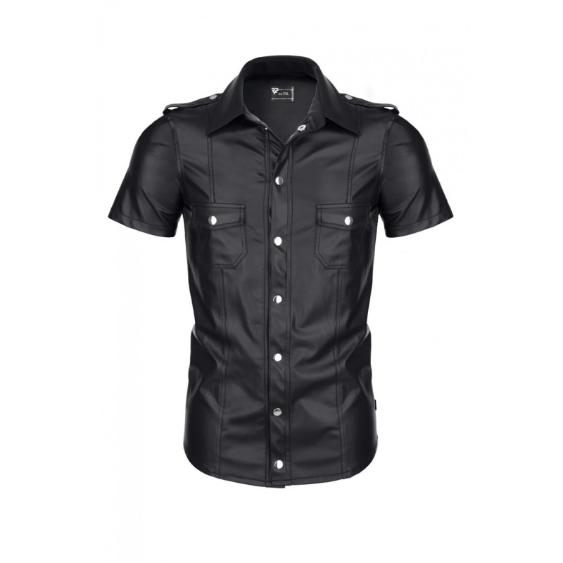 Luca Camisa Wetlook Com Colchetes Preta M