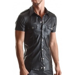 Luca Camisa Wetlook Met Haakjes Zwart Xl