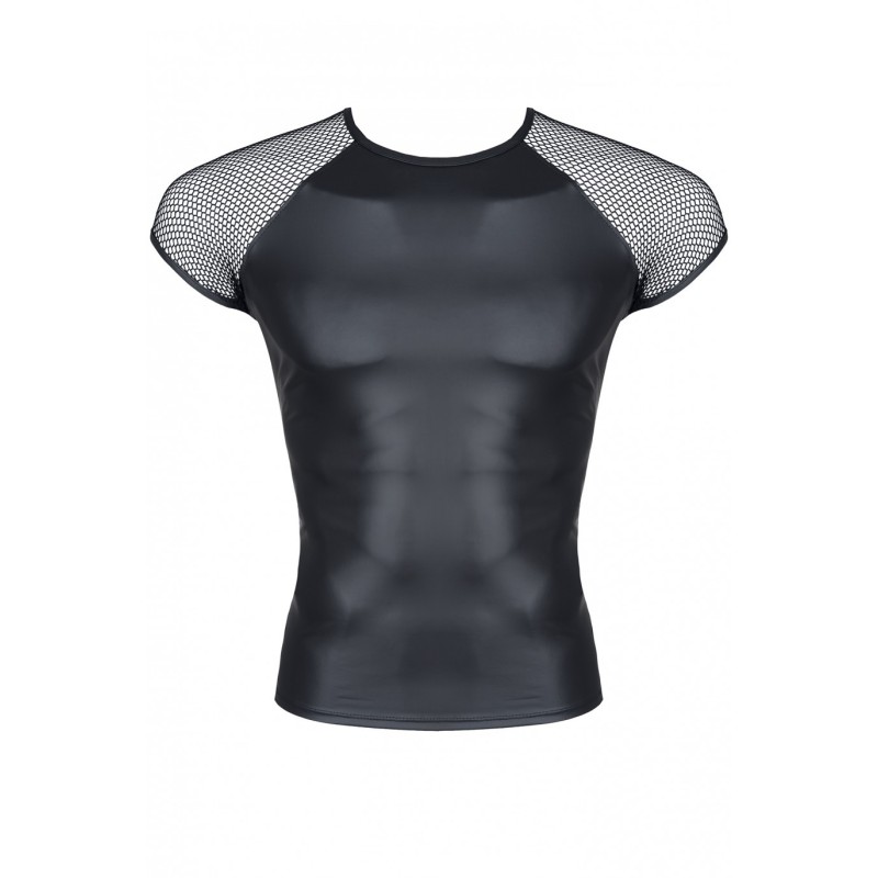 Wetlook T-shirt med Netærmer Sort L