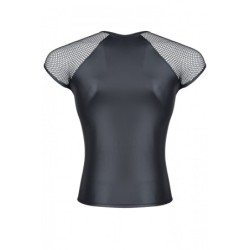 Wetlook T-shirt med Nätärmar Svart L