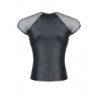 Wetlook-Shirt mit Netzärmeln Schwarz M