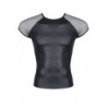 Wetlook Top met Mesh Mouwen Zwart M