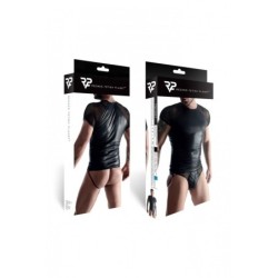 Wetlook Top met Mesh Mouwen Zwart S