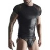 Wetlook Top met Mesh Mouwen Zwart S