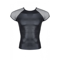 T-shirt Effetto bagnato Con Rete Maniche Nera S