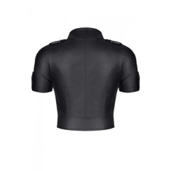 Enrica Top Com Zíper Preto Estilo Militar L