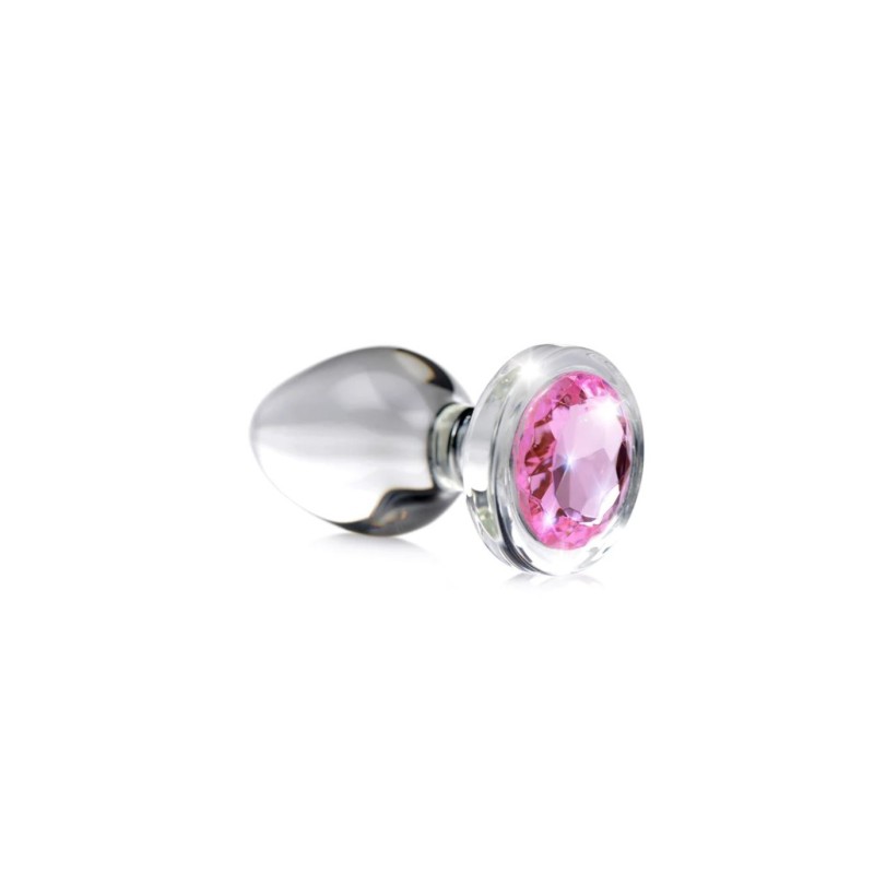 Plug de Cristal com Pedra Rosa L