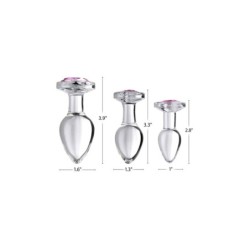 Plug de Cristal com Pedra Rosa L