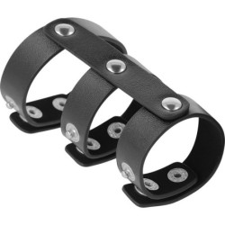 Anello Doppio Pene e Testicoli Regolabile Leather