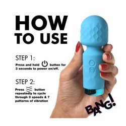 Mini Massageador Wand Recarregável Silicone Azul