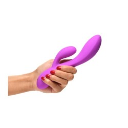 Fialový dobíjecí vibrátor ze silikonu, flexibilní, typu Rabbit