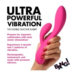 Genopladelig Pink Kanin Vibrator i Fleksibel Silikone