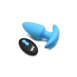 Vibrating and Rotating Butt Plug With USB Remote - Blue