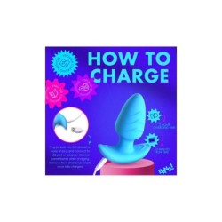 Plug vibrant et rotatif avec télécommande USB bleu