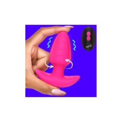 Plug vibrant et rotatif avec télécommande USB rose