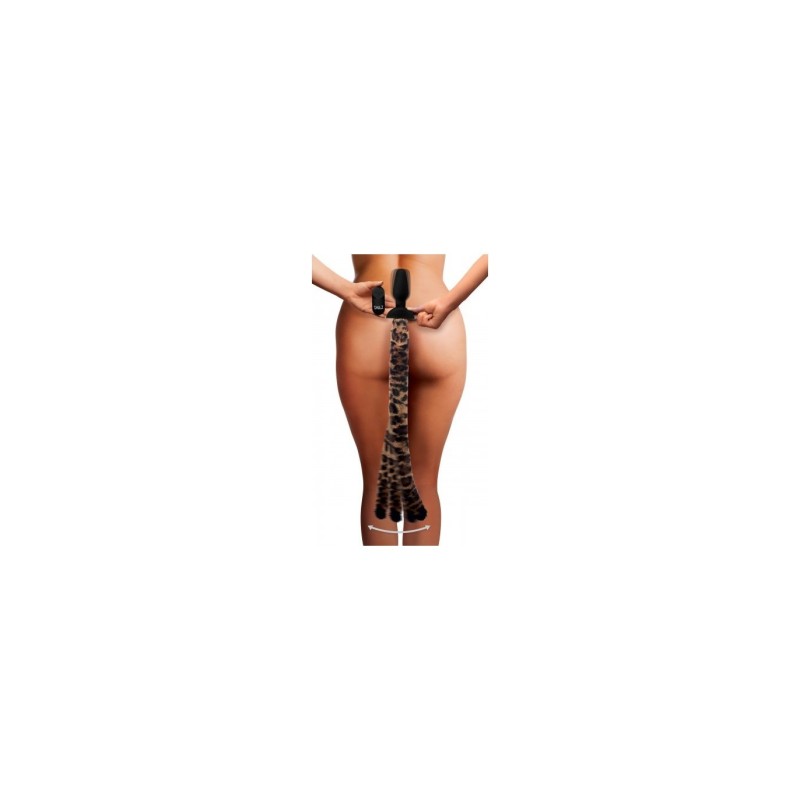 Kit com Tiara e Rabo Plug Rotador/Vibrador Leopardo