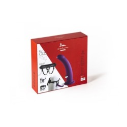 Harnisch mit lila Dildo Größe L