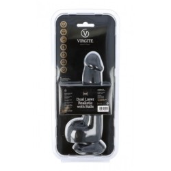 Realistyczny z podwójną warstwą i jądrami 20 cm R28 Czarny