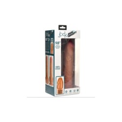 Dildo Penis z Dvojno Gostoto s Testisi Neoobrezan Barve Kože 25 cm