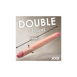 Dvigubas silikoninis dildo Jock Real Skin 40 cm