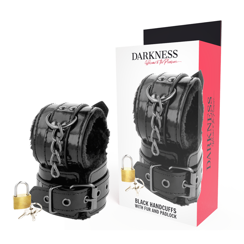 Menottes Cuir Ajustables Mains Noir Avec Cadenas