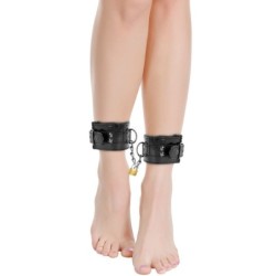 Menottes en Cuir Ajustables Chevilles Noir Avec Cadenas