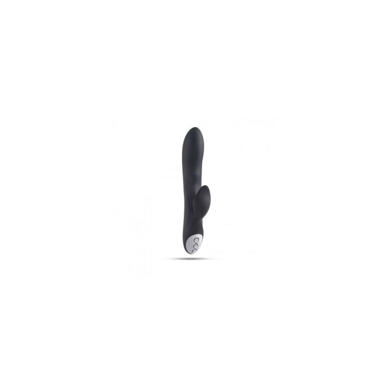 Vibrador de Silicone C/ Estimulador Recarregável Preto