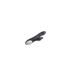 Vibrador Silicona C/ Estimulador Recarregable Negre
