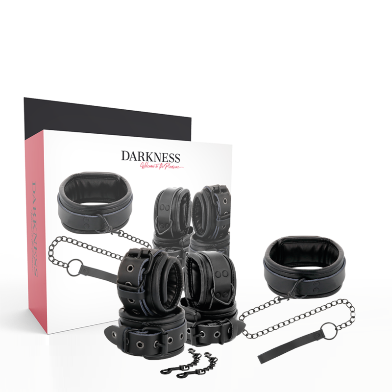 Manette e Collare in Pelle Nera