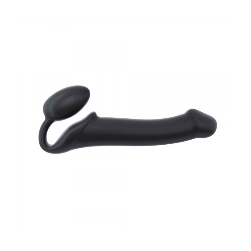 Dildo Strap-On Sele med flexibel, mjuk silikon, svart, L