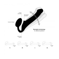 Harnais Pénis Artificiel Strap-On Flexible Silicone Douce Noir L