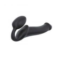 Dildo Strap-On Sele med flexibel, mjuk silikon, svart, L