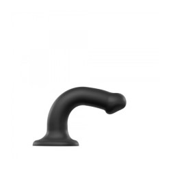 Dildo C/Ventosa Apto Arnês Dual Density Flexível Preto M