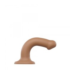 Dildo su siurbtuku, tinkamas diržams, dvigubo tankio, lankstus, karamelinis, M dydis