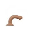 Dildo s priseskom primeren za uporabo z naramnicami, dvojna gostota, fleksibilen, barva karamela, M