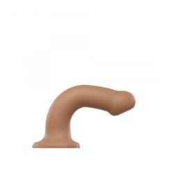 Dildo s priseskom, primeren za oprsnico, dvojna gostota, fleksibilen, barva karamele, L