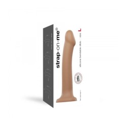 Dildo su siurbtuku, tinkamas diržams, dvigubo tankio, lankstus, karamelinis L