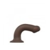 Gode avec ventouse compatible harnais double densité flexible chocolat L