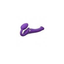 Harnais Double Vibr Usb Flexible Silicone C/ Télécommande Violet L