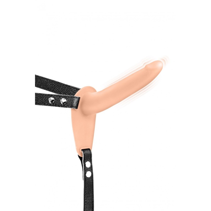 Sele Harness Strap-On Flesh Silikone Vibrator Usb 155 Cm