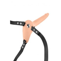 Harnașament Strap-On Flesh Silicon Vibrator Usb 155 Cm