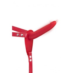 Arnés Strap-On Rojo Silicona Vibrador Usb 15.5 cm