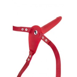Röd Silikon Strap-On Sele Vibrator Usb 155 Cm