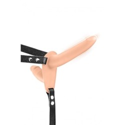 Arnés Strap-On Doble Flesh Silicona Vibrador Usb 15.5 cm
