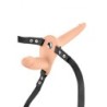 Postroj Strap-On Dvojitý Flesh Silikonový Vibrátor Usb 155 Cm