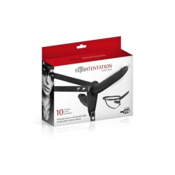 Arnes Strap-On Dobbelt Sort Silikone Vibrator Usb 155 Cm