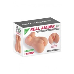 Vibrējošs Masturbācijas Torss Maksts Un Anālā Atvere Amber