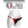 Red Vinyl Strap-On Thong